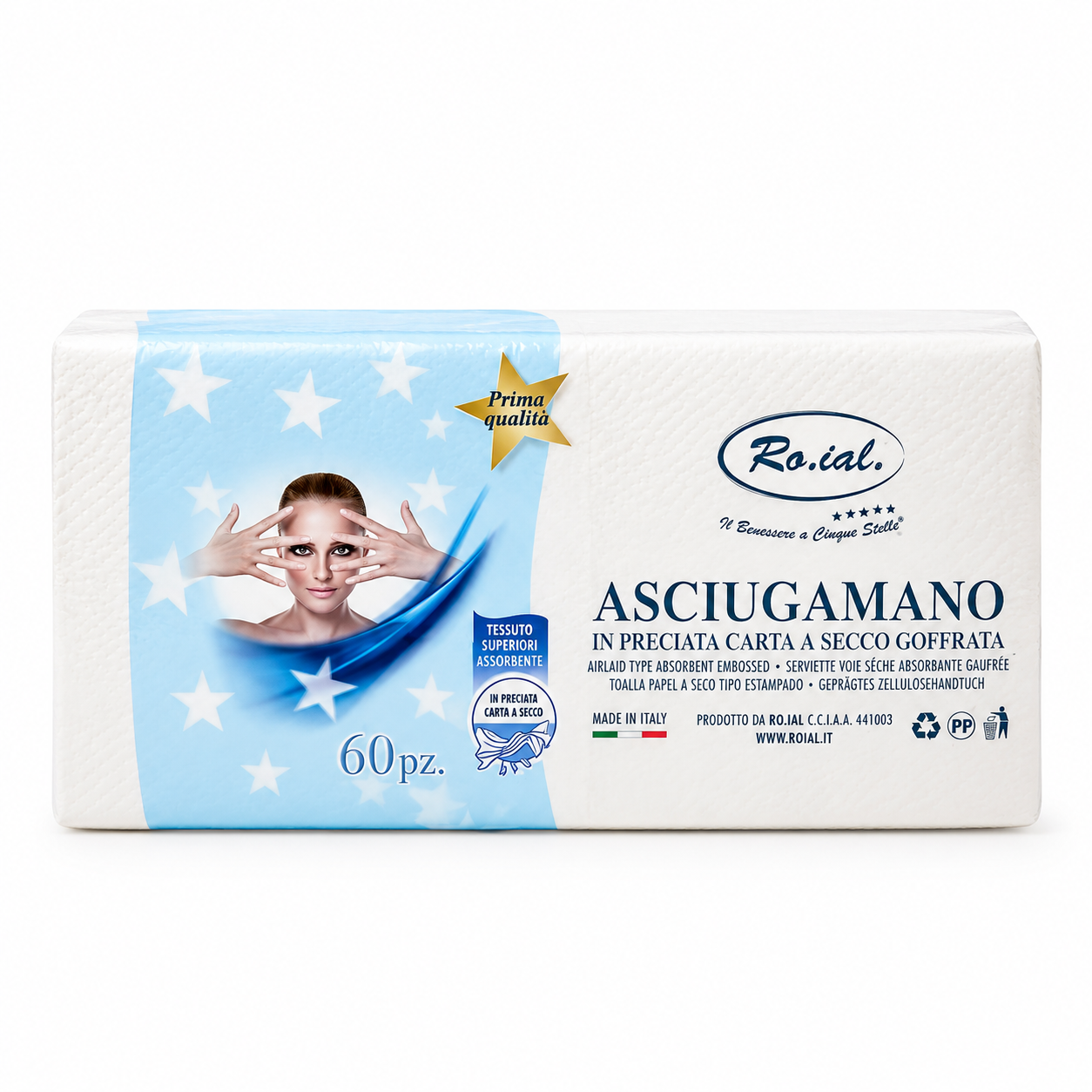 ASCIUGAMANI IN PREGIATA CARTA A SECCO GOFFRATA 60 PZ
